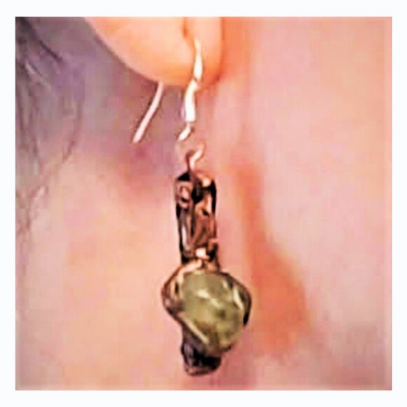 Handmade Jewelry Set Aventurine Golden Quartz Cuff Copper Bracelet Earrings - Picture 9 of 13